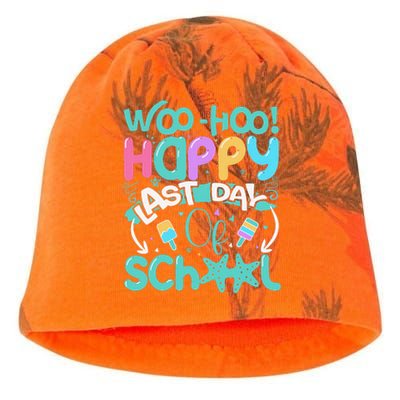 Woo Hoo Happy Last Day Of School Fun Teacher Student Kati - Camo Knit Beanie