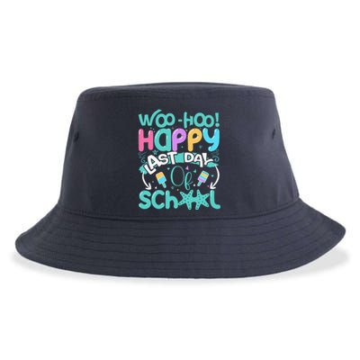 Woo Hoo Happy Last Day Of School Fun Teacher Student Sustainable Bucket Hat