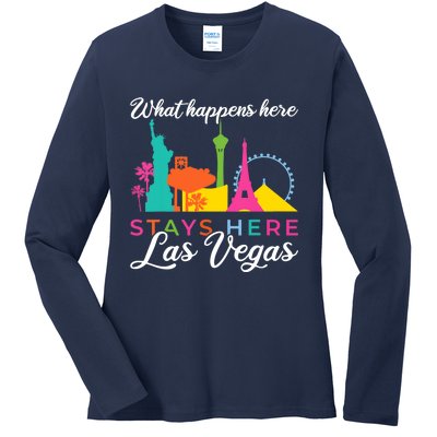 What happens here stays here Las Vegas Ladies Long Sleeve Shirt