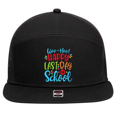 Woo Hoo Happy Last Day Of School 7 Panel Mesh Trucker Snapback Hat