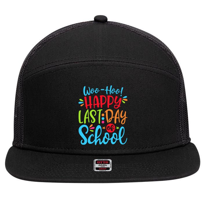 Woo Hoo Happy Last Day Of School 7 Panel Mesh Trucker Snapback Hat
