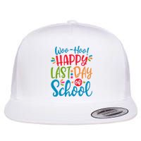 Woo Hoo Happy Last Day Of School Flat Bill Trucker Hat