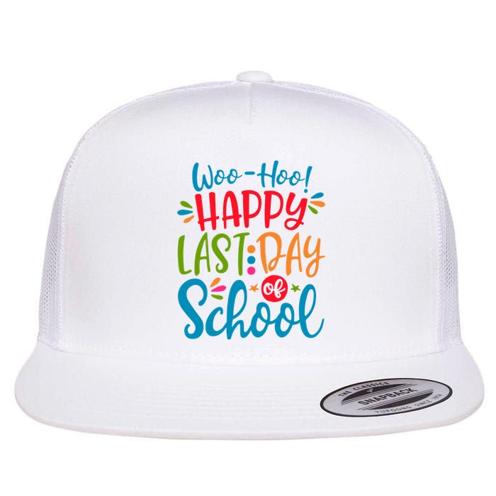 Woo Hoo Happy Last Day Of School Flat Bill Trucker Hat