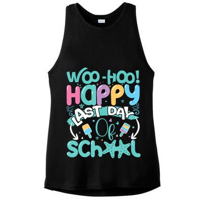 Woo Hoo Happy Last Day Of School Fun Teacher Student Ladies PosiCharge Tri-Blend Wicking Tank