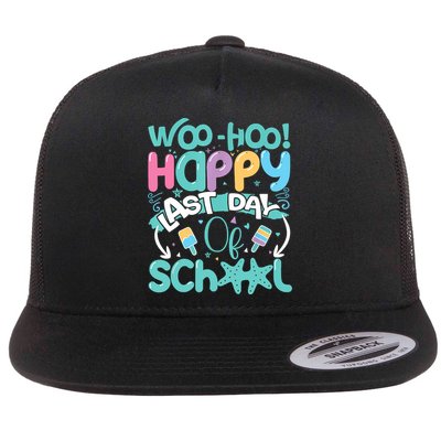 Woo Hoo Happy Last Day Of School Fun Teacher Student Flatbill Hat