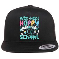 Woo Hoo Happy Last Day Of School Fun Teacher Student Flat Bill Trucker Hat