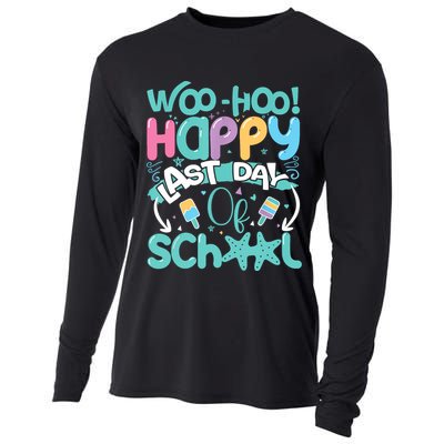Woo Hoo Happy Last Day Of School Fun Teacher Student Cooling Performance Long Sleeve Crew