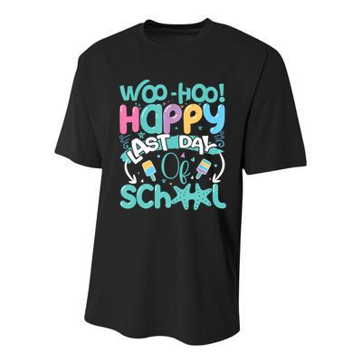 Woo Hoo Happy Last Day Of School Fun Teacher Student Youth Performance Sprint T-Shirt