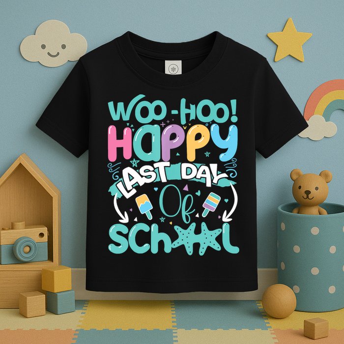 Woo Hoo Happy Last Day Of School Fun Teacher Student Toddler T-Shirt