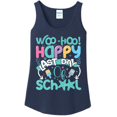 Woo Hoo Happy Last Day Of School Fun Teacher Student Ladies Essential Tank