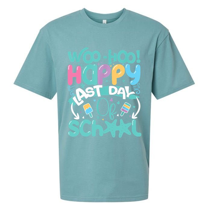 Woo Hoo Happy Last Day Of School Fun Teacher Student Sueded Cloud Jersey T-Shirt