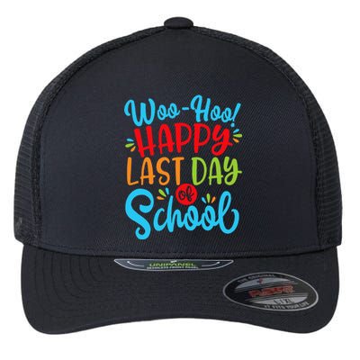 Woo Hoo Happy Last Day Of School Fun Teacher Student Flexfit Unipanel Trucker Cap