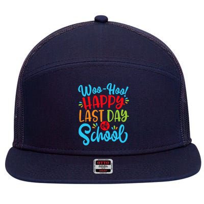 Woo Hoo Happy Last Day Of School Fun Teacher Student 7 Panel Mesh Trucker Snapback Hat