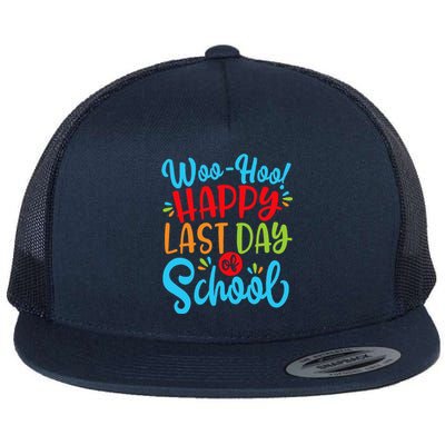 Woo Hoo Happy Last Day Of School Fun Teacher Student Flat Bill Trucker Hat