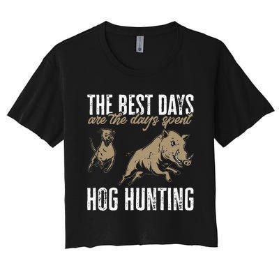 Wild Hog Hunting Dog Boar Hunting Women's Crop Top Tee