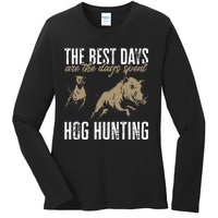 Wild Hog Hunting Dog Boar Hunting Ladies Long Sleeve Shirt