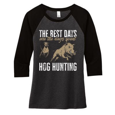 Wild Hog Hunting Dog Boar Hunting Women's Tri-Blend 3/4-Sleeve Raglan Shirt