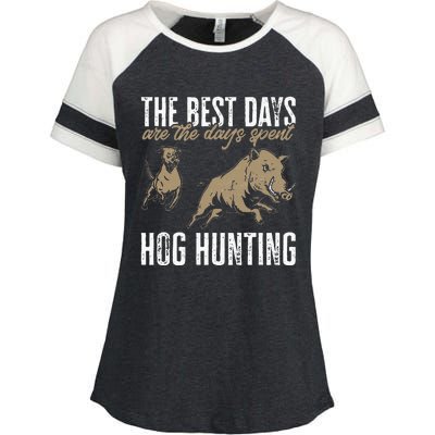 Wild Hog Hunting Dog Boar Hunting Enza Ladies Jersey Colorblock Tee