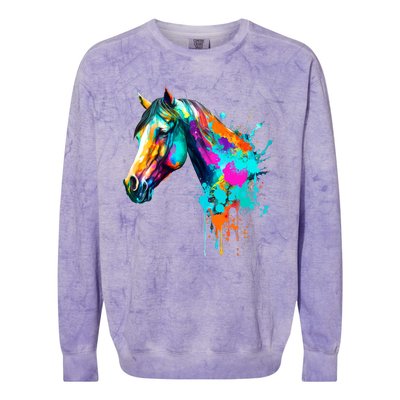 Watercolor Horse Head Colorblast Crewneck Sweatshirt