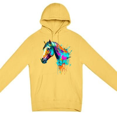 Watercolor Horse Head Premium Pullover Hoodie