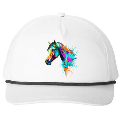 Watercolor Horse Head Snapback Five-Panel Rope Hat