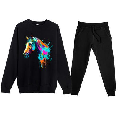 Watercolor Horse Head Premium Crewneck Sweatsuit Set