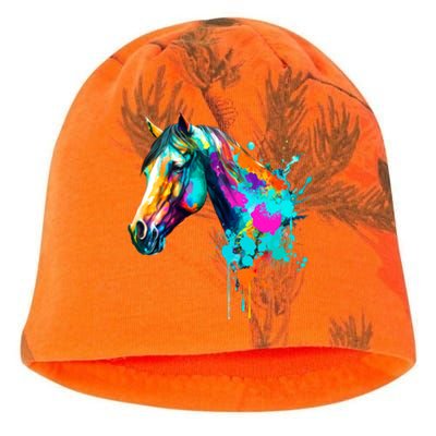 Watercolor Horse Head Kati - Camo Knit Beanie