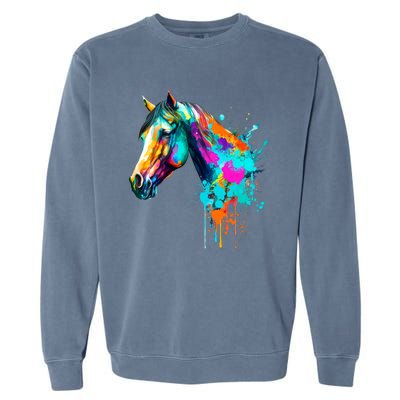 Watercolor Horse Head Garment-Dyed Sweatshirt