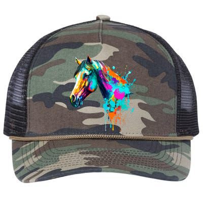 Watercolor Horse Head Retro Rope Trucker Hat Cap