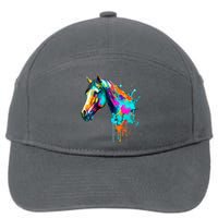 Watercolor Horse Head 7-Panel Snapback Hat