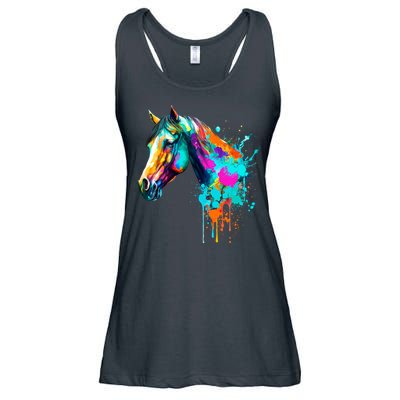 Watercolor Horse Head Ladies Essential Flowy Tank