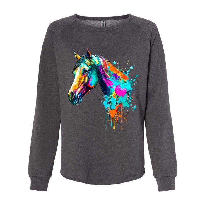 Watercolor Horse Head Womens California Wash Sweatshirt