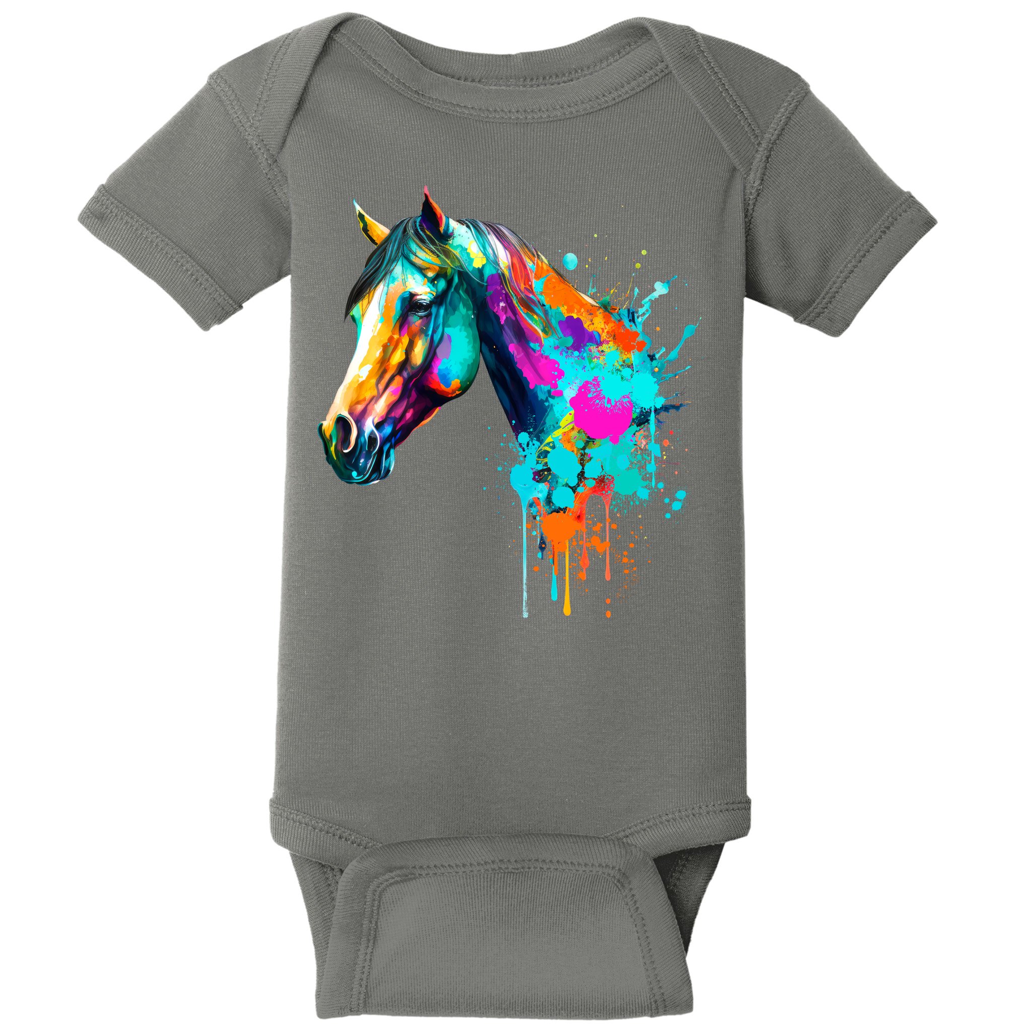 Watercolor Horse Head Baby Bodysuit
