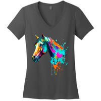 Watercolor Horse Head Women's V-Neck T-Shirt