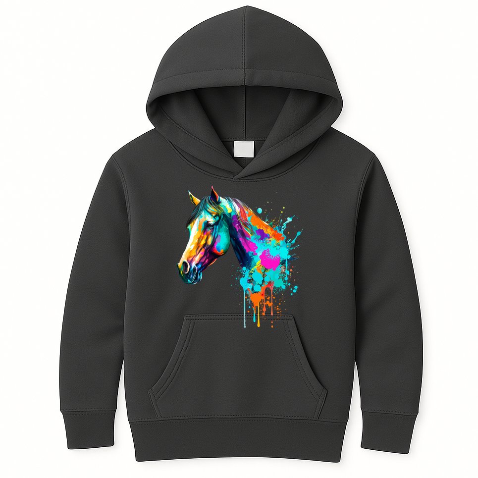 Watercolor Horse Head Kids Hoodie