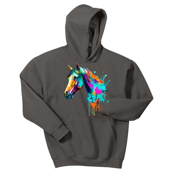 Watercolor Horse Head Kids Hoodie