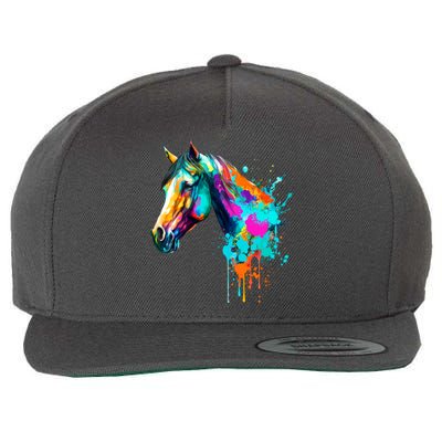 Watercolor Horse Head Wool Snapback Cap