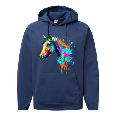 Watercolor Horse Head Performance Fleece Hoodie