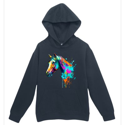 Watercolor Horse Head Urban Pullover Hoodie