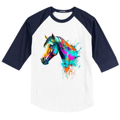 Watercolor Horse Head Baseball Sleeve Shirt