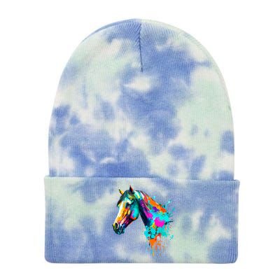 Watercolor Horse Head Tie Dye 12in Knit Beanie