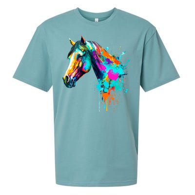 Watercolor Horse Head Sueded Cloud Jersey T-Shirt