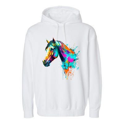 Watercolor Horse Head Garment-Dyed Fleece Hoodie