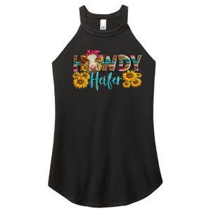 Western Howdy Heifer With Charolais Cow Serape Leopard Women’s Perfect Tri Rocker Tank