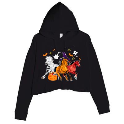 Witch Horse Halloween Spooky Season Crop Fleece Hoodie