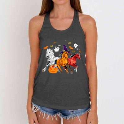 Witch Horse Halloween Spooky Season Women's Knotted Racerback Tank