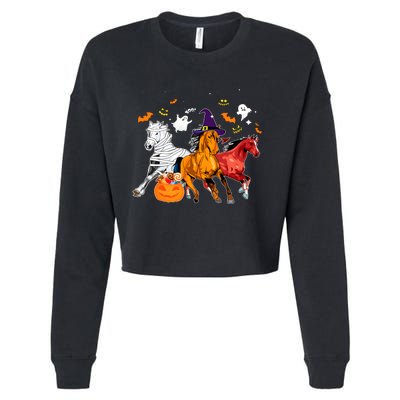 Witch Horse Halloween Spooky Season Cropped Pullover Crew