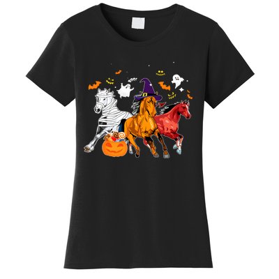 Witch Horse Halloween Spooky Season Women's T-Shirt