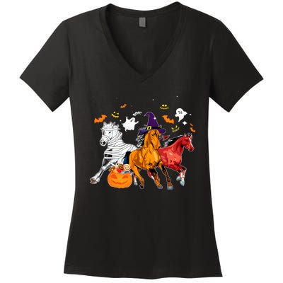 Witch Horse Halloween Spooky Season Women's V-Neck T-Shirt