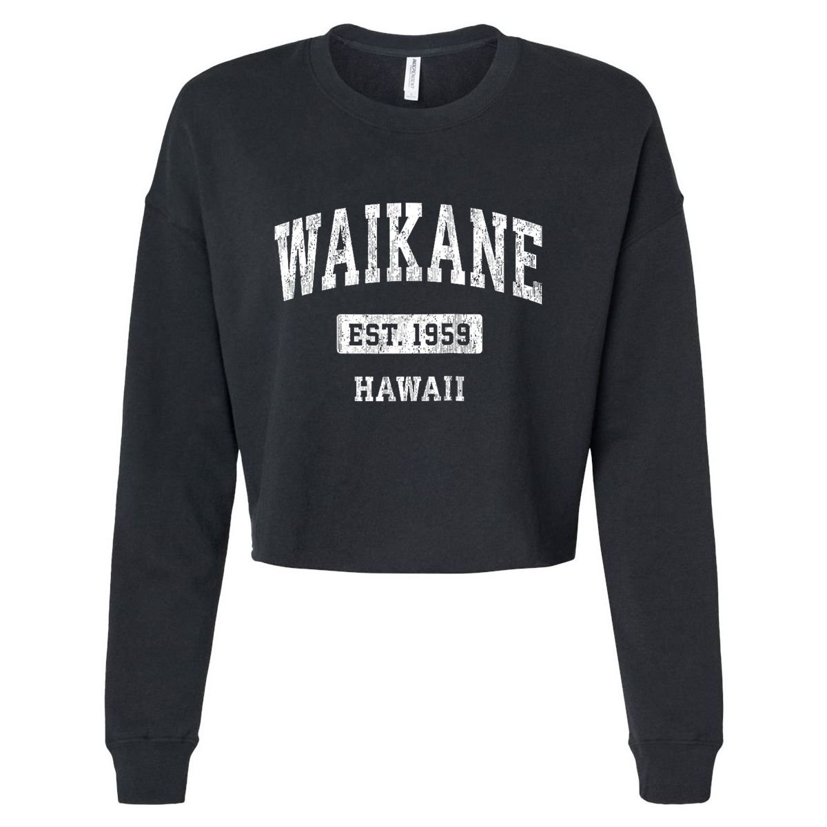 Waikane Hawaii Hi Vintage Sports Established Cropped Pullover Crew